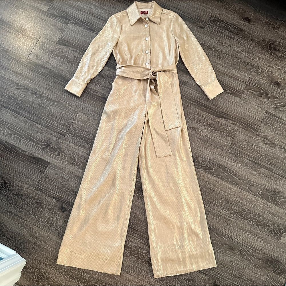 STAUD Joni Sequin Wide-Leg Jumpsuit